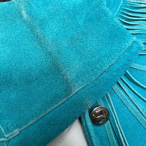 Vintage Suede Leather Fringe Jacket Western Boho Coat Blazer Festival Bohemian - Picture 8 of 9
